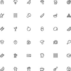icon vector icon set such as: idea, stove, fish, russula, product, consumer, quality, simplicity, job, part, ice, champignon, transparency, flat design icons, creative, roller, view, beer, wheat