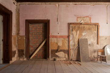 The abandoned old palace in Pilica in Poland