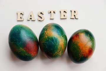Bright painted eggs for easter
