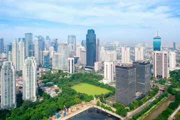Beautiful Jakarta skyline with highrise buildings
