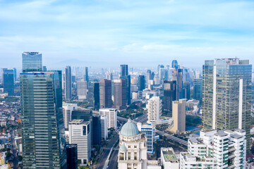 Fototapeta na wymiar Beautiful modern highrise buildings in Jakarta
