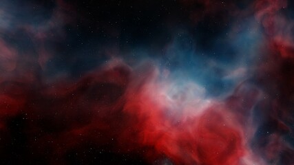 colorful space background with stars, nebula gas cloud in deep outer space 3d render