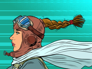 retro female pilot with scarf. military aviation. a girl at war © studiostoks
