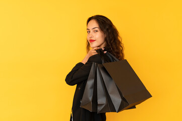 Ready for shopping girl with paper bags