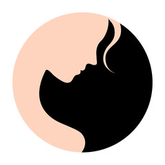 Silhouette of the face of a beautiful girl. Logo template for beauty salon or cosmetics. Vector illustration.