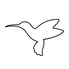 Blue silhouette of a flying little caliber bird. Suitable for emblem or logo. Vector isolated illustration.