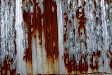 Rusty corrugated metal wall texture background