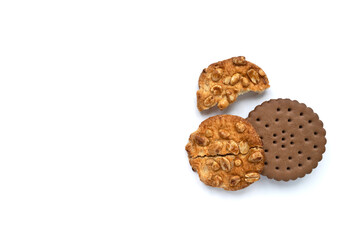 Delicious cookies on white background