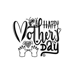 Happy mothers day lettering postcard sticker and banner