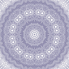 Blue white delicate openwork geometric floral seamless pattern