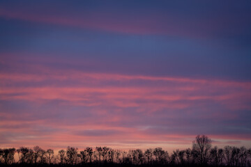 Dramatic sunset in country side 