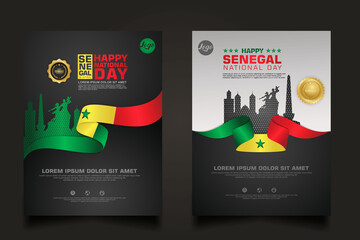 set poster promotions Senegal happy Republic Day background template.
