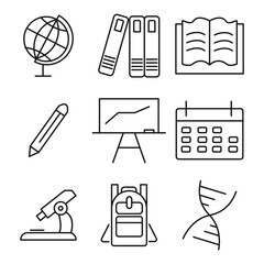 Fototapeta premium Education icons set. Education pack symbol vector elements for infographic web.