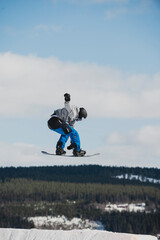 Snowboard skiing big air jump winter snow sports