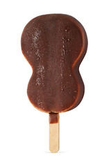 Brown chocolate popsicle ice cream isolated on white.