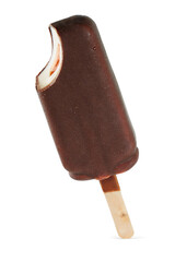 Brown chocolate popsicle ice cream isolated on white.