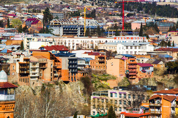 Old town and landmarks, historical buildings in Tbilisi. Tbilisi cityscape.