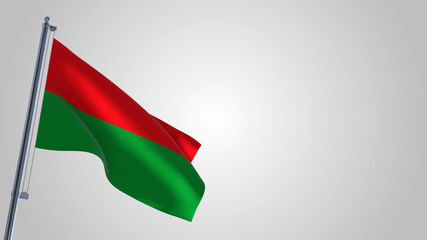 Bolivar 3D waving flag illustration on a realistic metal flagpole. Isolated on white background with space on the right side. 