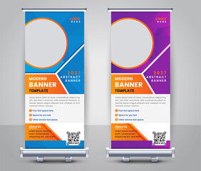 Abstract Modern Professional roll up stand banner design template