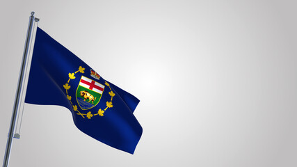 Lieutenant-Governor Of Manitoba 3D waving flag illustration on a realistic metal flagpole. Isolated on white background with space on the right side. 