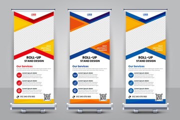 Abstract Modern Professional roll up stand banner design template