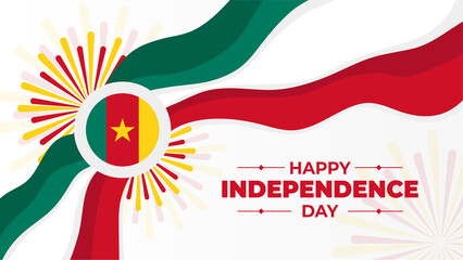 Cameroon Cameroonian independence day template banner post design, flag country theme, vector