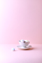 Easter Decoration on paper background. Soft focus. Copy space.