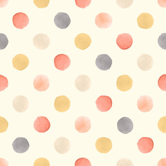 Seamless pattern with watercolor round grungy dots