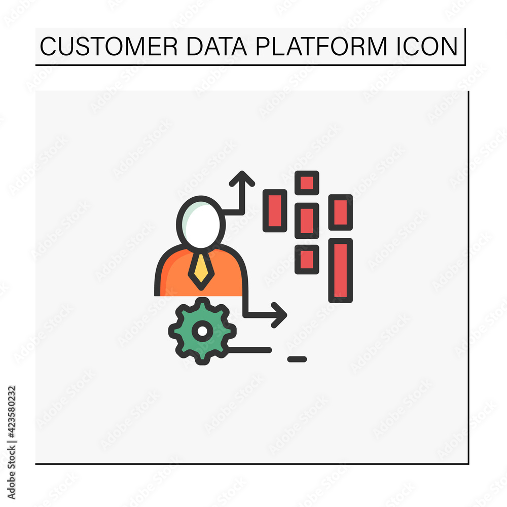 Poster behavioral date color icon.observation insights into the behavior of consumers on platforms, online 