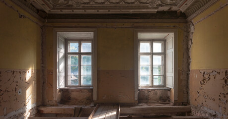 The abandoned old palace in Pilica in Poland