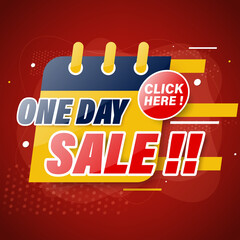 One day sale banner template design for web or social media.