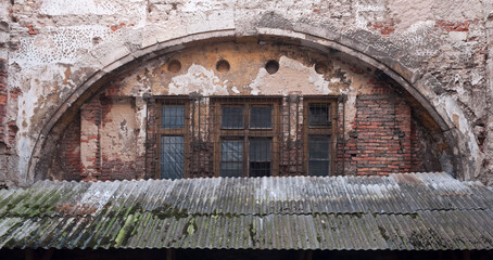 Naklejka na ściany i meble The abandoned old palace in Pilica in Poland