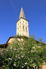 Fototapeta na wymiar vecchio campanile a ricetto di candelo in italia