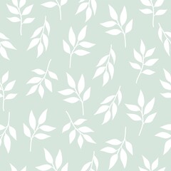 Seamless pattern of leaves and branches. Silhouettes leaves seamless pattern. Seamless pattern of leaves for print design, wallpaper. Vector illustration in simple style.
