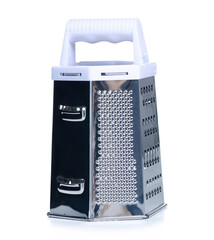 White metal kitchen grater on white background isolation