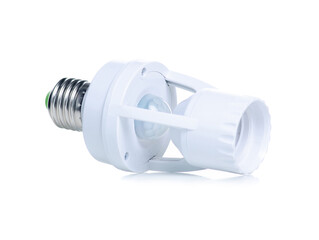 bulb holder with motion sensor on white background isolation
