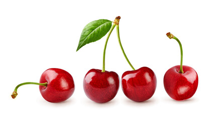 Fresh cherry fruit isolated on white background. Cherry isolated.