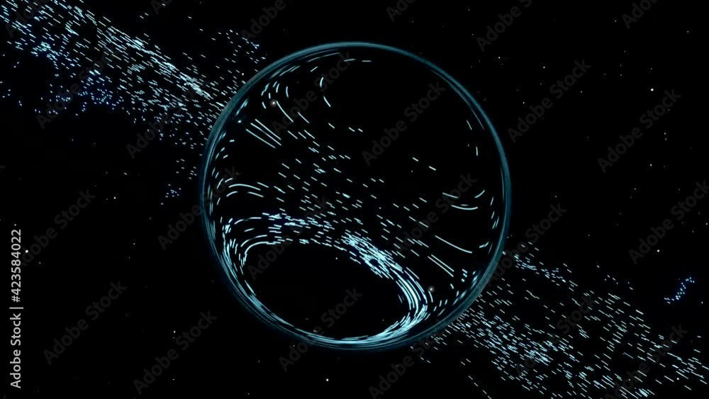 Poster magical particles with abstract shape, 3d rendering.