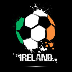 Abstract soccer ball with Irish national flag colors. Flag of Ireland in the form of a soccer ball made on an isolated background. Football championship banner. Vector illustration