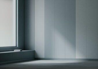 Abstract empty, modern - industrial interior background template, 3D illustration render with book and window in the side