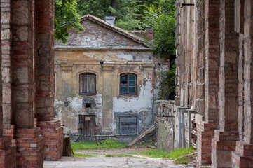 The abandoned old palace in Pilica in Poland