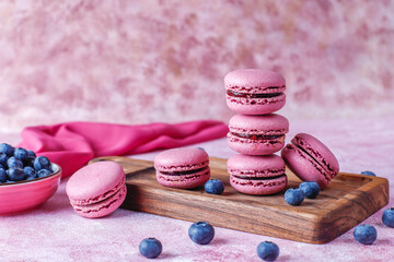 Macaroons with blueberries.