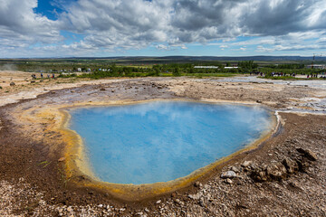 The geyser Blesi, Golden Circle in the south of Iceland