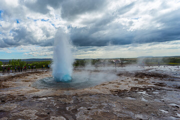 The geyser Strokkur in the Golden Circle in the south of Iceland