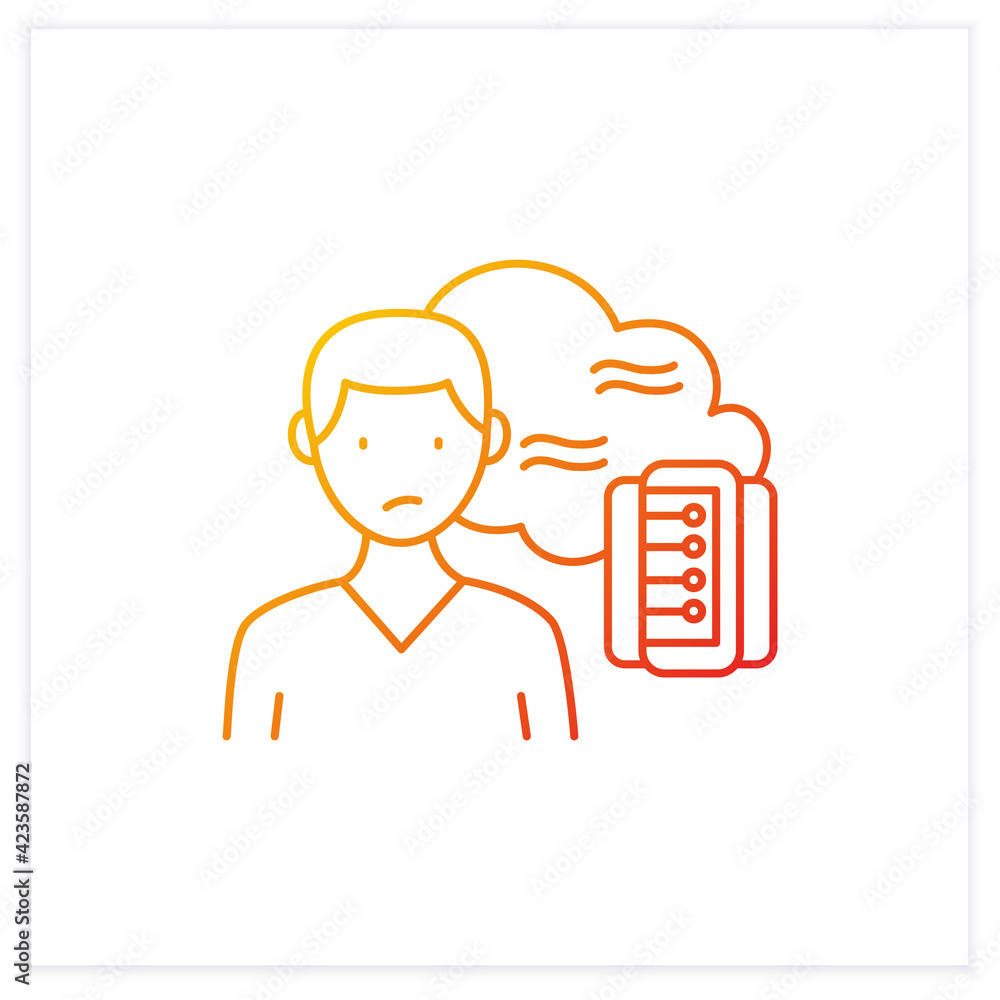 Poster data smog gradient icon. information overload. overwhelmed individuals brain and system. unsatisfied