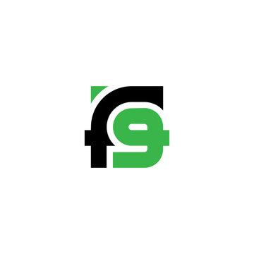 Monogram or logotype. Vector. F9 - design element or icon. Letter F and number 9 - logo.