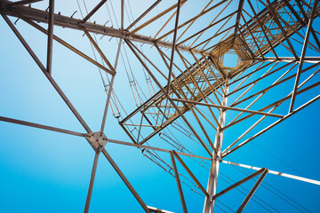 Metal structure to support high voltage electric cables outdoors.