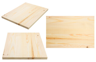 glued pine board made of solid slats of the highest quality, set of three photos