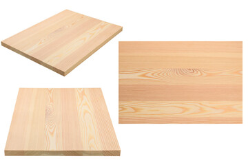 glued larch board, solid slats, set of 3 photos