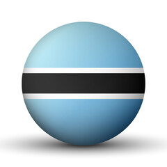 Glass light ball with flag of Botswana. Round sphere, template icon. National symbol. Glossy realistic ball, 3D abstract vector illustration highlighted on a white background. Big bubble